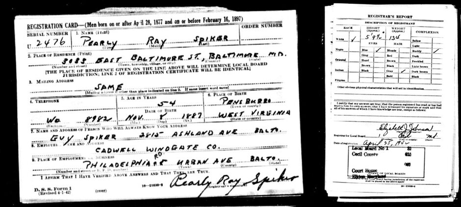Pearly's WWI Registration Card